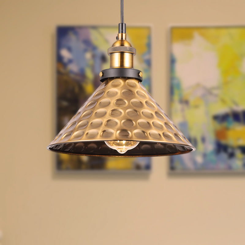 Barn Shade Metal Suspension Light Industrial Style 1 Bulb Brass Adjustable Hanging Ceiling Light Clearhalo 'Art Deco Pendants' 'Cast Iron' 'Ceiling Lights' 'Ceramic' 'Crystal' 'Industrial Pendants' 'Industrial' 'Metal' 'Middle Century Pendants' 'Pendant Lights' 'Pendants' 'Tiffany' Lighting' 256871