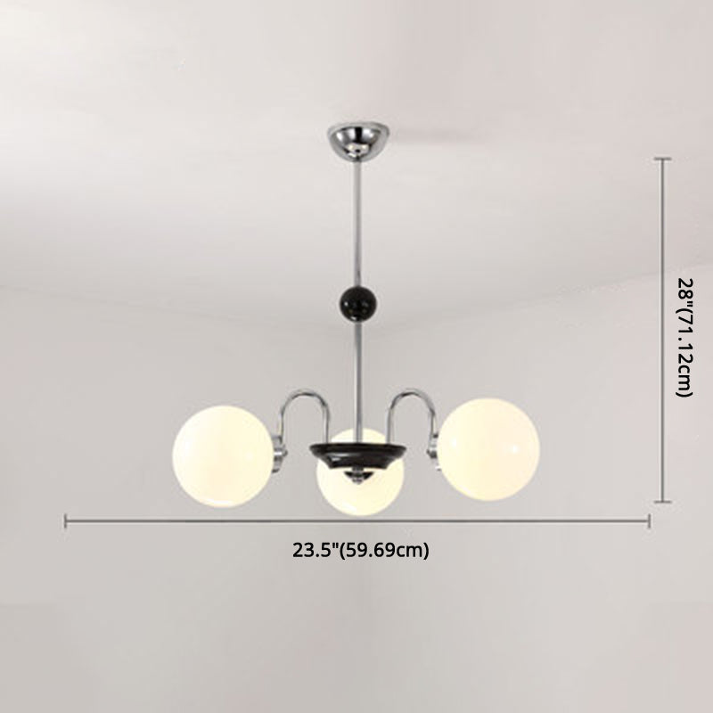 Globe Chandelier Lighting Fixtures Modern White Glass Suspension Light for Bedroom Clearhalo 'Ceiling Lights' 'Chandeliers' 'Modern Chandeliers' 'Modern' Lighting' 2569345