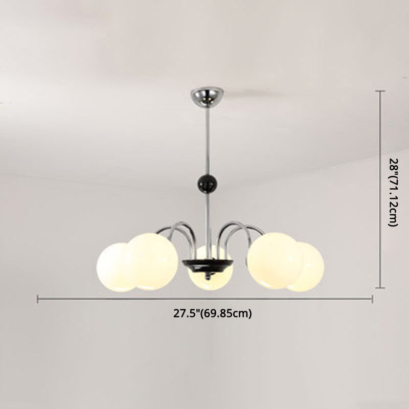 Globe Chandelier Lighting Fixtures Modern White Glass Suspension Light for Bedroom Clearhalo 'Ceiling Lights' 'Chandeliers' 'Modern Chandeliers' 'Modern' Lighting' 2569347