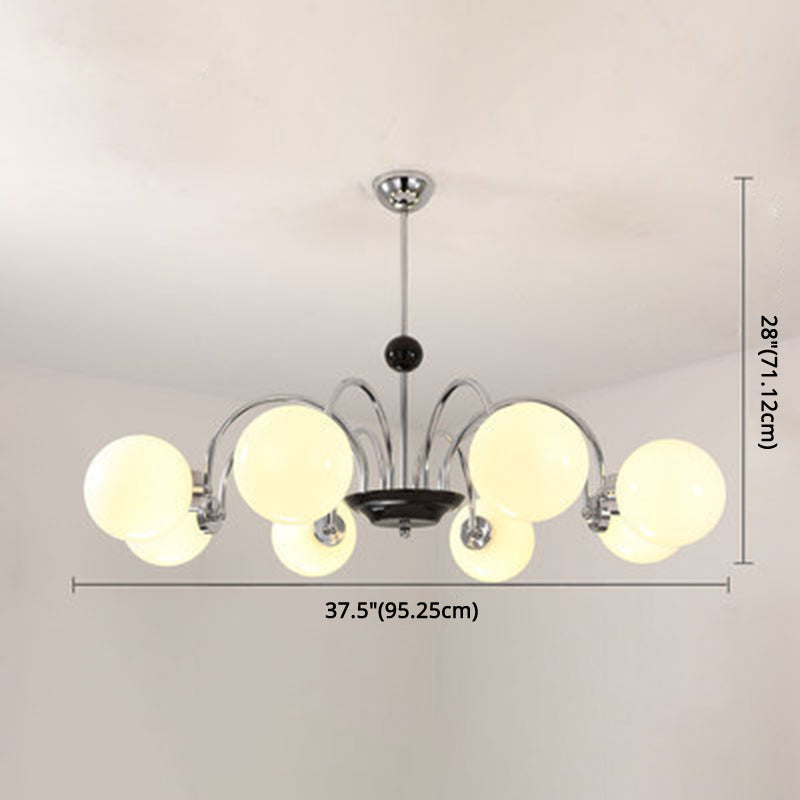 Globe Chandelier Lighting Fixtures Modern White Glass Suspension Light for Bedroom Clearhalo 'Ceiling Lights' 'Chandeliers' 'Modern Chandeliers' 'Modern' Lighting' 2569351