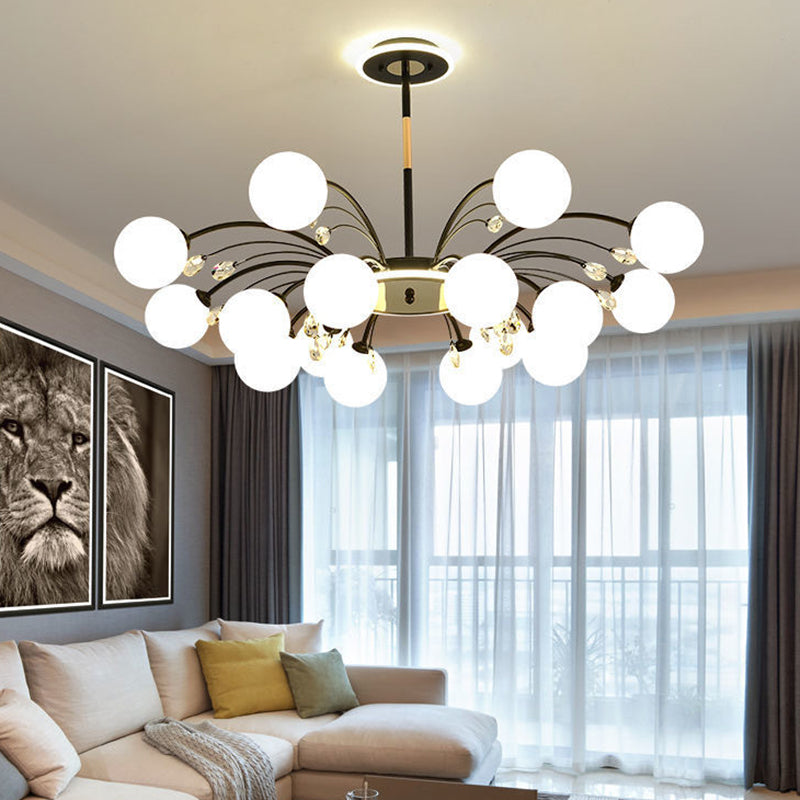 Spherical Chandelier Lighting Ultra-Contemporary Milk Glass Hanging Ceiling Lights for Living Room Clearhalo 'Ceiling Lights' 'Chandeliers' 'Modern Chandeliers' 'Modern' Lighting' 2569360
