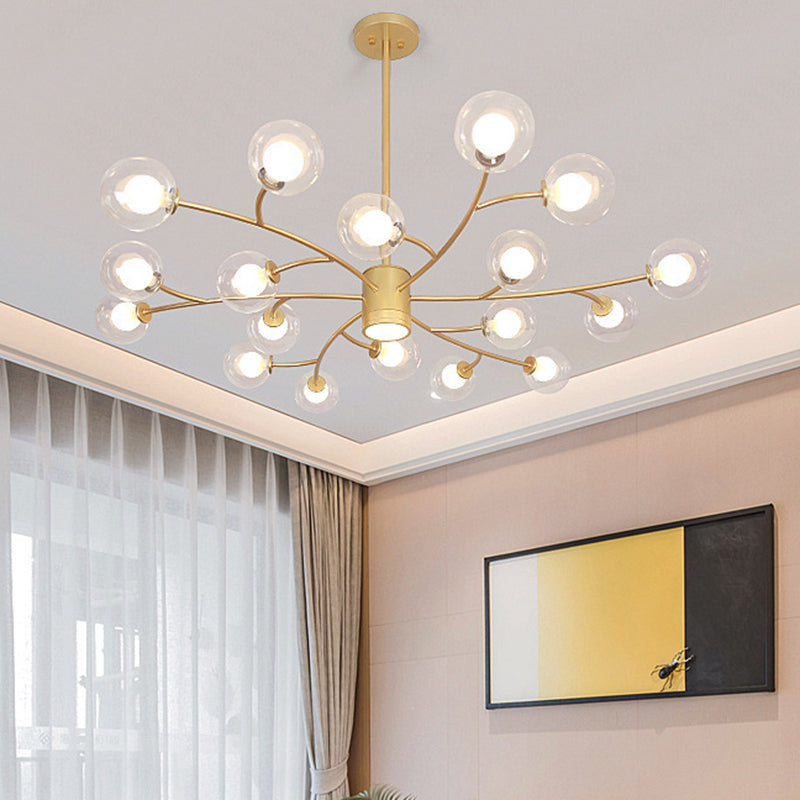 Globe Chandelier Light Ultra-Contemporary Clear Glass Ceiling Pendant for Living Room Clearhalo 'Ceiling Lights' 'Chandeliers' 'Modern Chandeliers' 'Modern' Lighting' 2569400