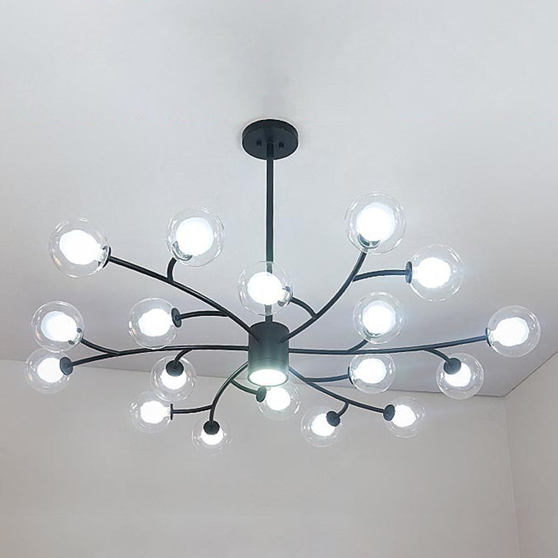 Globe Chandelier Light Ultra-Contemporary Clear Glass Ceiling Pendant for Living Room 18 Black Clearhalo 'Ceiling Lights' 'Chandeliers' 'Modern Chandeliers' 'Modern' Lighting' 2569410