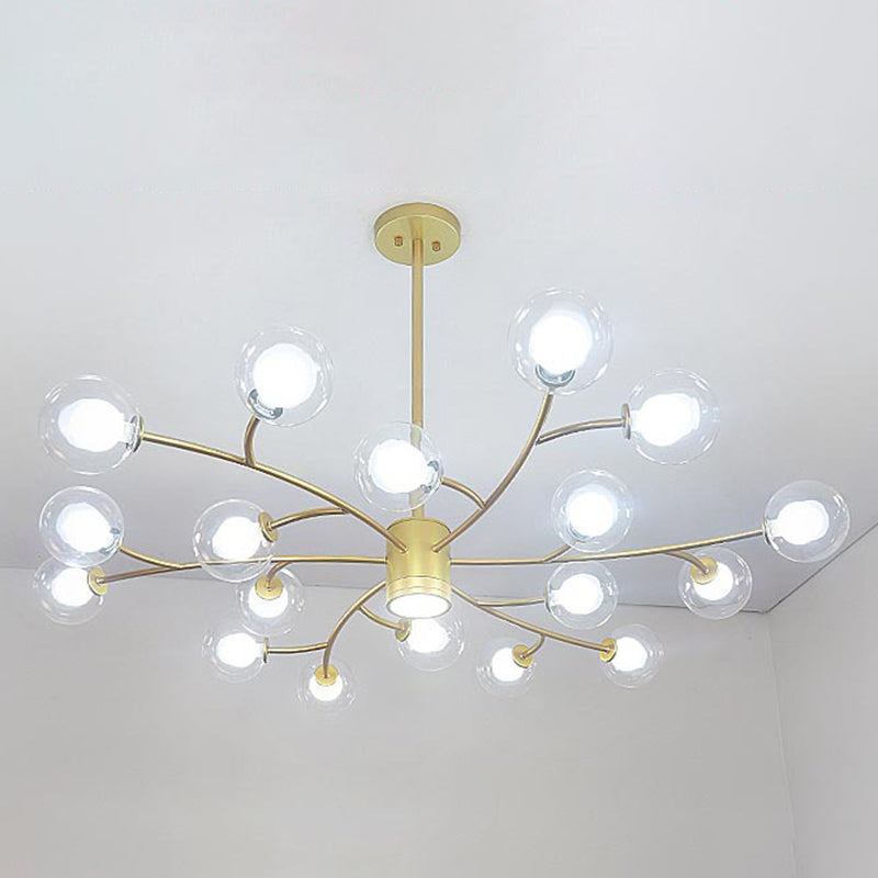 Globe Chandelier Light Ultra-Contemporary Clear Glass Ceiling Pendant for Living Room 18 Gold Clearhalo 'Ceiling Lights' 'Chandeliers' 'Modern Chandeliers' 'Modern' Lighting' 2569411