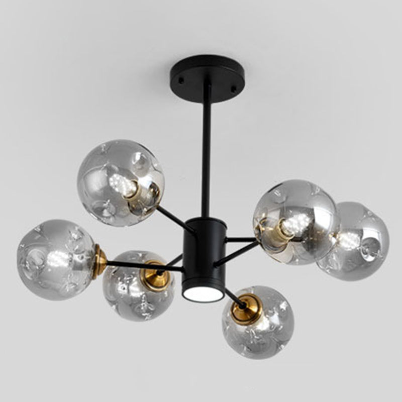 Bubble Chandelier Lighting Fixtures Modern Glass Hanging Pendant Lights for Bedroom 6 Smoke Gray Clearhalo 'Ceiling Lights' 'Chandeliers' 'Modern Chandeliers' 'Modern' Lighting' 2569415