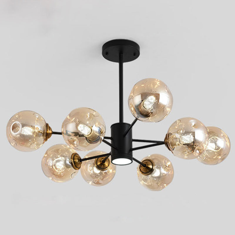 Bubble Chandelier Lighting Fixtures Modern Glass Hanging Pendant Lights for Bedroom 8 Amber Clearhalo 'Ceiling Lights' 'Chandeliers' 'Modern Chandeliers' 'Modern' Lighting' 2569418