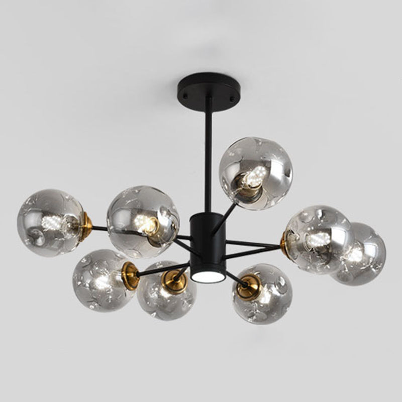 Bubble Chandelier Lighting Fixtures Modern Glass Hanging Pendant Lights for Bedroom 8 Smoke Gray Clearhalo 'Ceiling Lights' 'Chandeliers' 'Modern Chandeliers' 'Modern' Lighting' 2569419