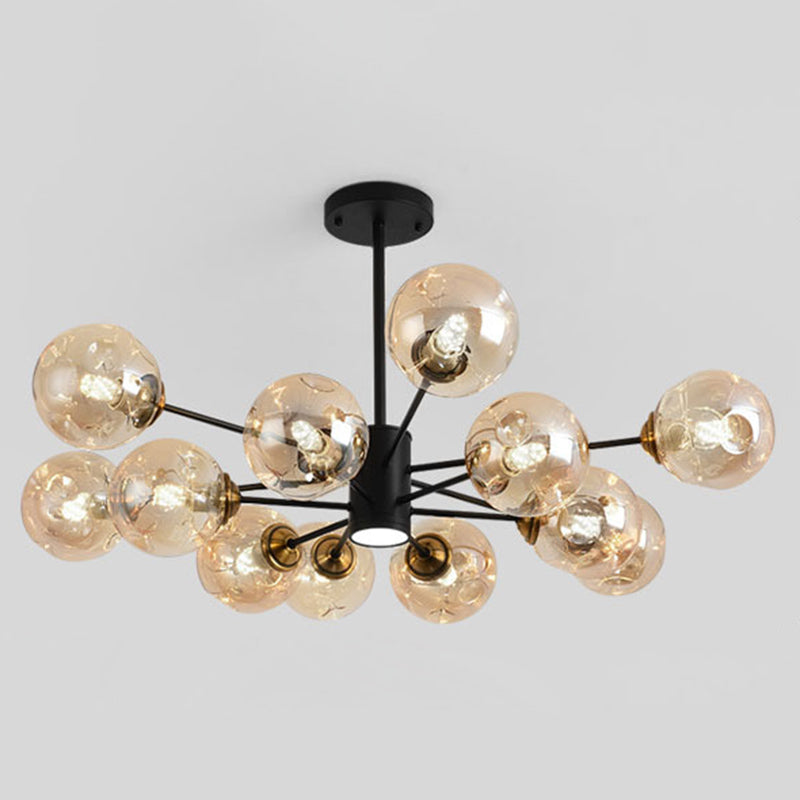 Bubble Chandelier Lighting Fixtures Modern Glass Hanging Pendant Lights for Bedroom 12 Amber Clearhalo 'Ceiling Lights' 'Chandeliers' 'Modern Chandeliers' 'Modern' Lighting' 2569421