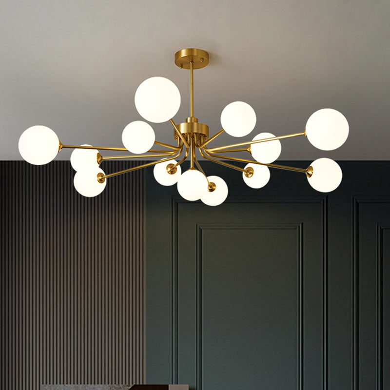 Balloon Ball Chandelier Lighting Ultra-Contemporary Milk Glass Hanging Ceiling Lights for Living Room Clearhalo 'Ceiling Lights' 'Chandeliers' 'Modern Chandeliers' 'Modern' Lighting' 2569434