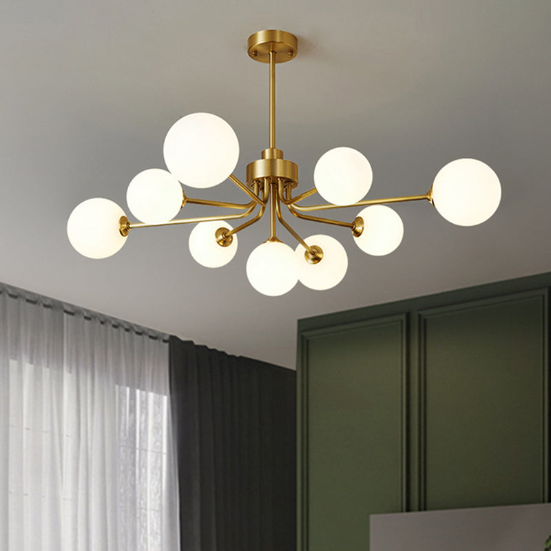 Balloon Ball Chandelier Lighting Ultra-Contemporary Milk Glass Hanging Ceiling Lights for Living Room Clearhalo 'Ceiling Lights' 'Chandeliers' 'Modern Chandeliers' 'Modern' Lighting' 2569437