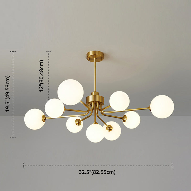 Balloon Ball Chandelier Lighting Ultra-Contemporary Milk Glass Hanging Ceiling Lights for Living Room Clearhalo 'Ceiling Lights' 'Chandeliers' 'Modern Chandeliers' 'Modern' Lighting' 2569443