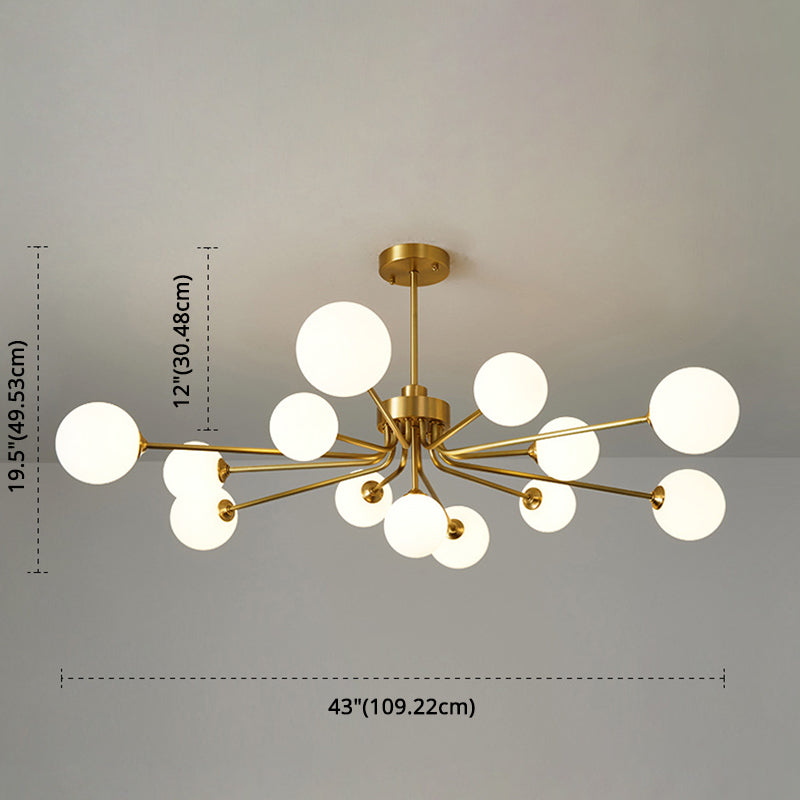 Balloon Ball Chandelier Lighting Ultra-Contemporary Milk Glass Hanging Ceiling Lights for Living Room Clearhalo 'Ceiling Lights' 'Chandeliers' 'Modern Chandeliers' 'Modern' Lighting' 2569444