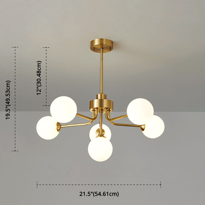 Balloon Ball Chandelier Lighting Ultra-Contemporary Milk Glass Hanging Ceiling Lights for Living Room Clearhalo 'Ceiling Lights' 'Chandeliers' 'Modern Chandeliers' 'Modern' Lighting' 2569446