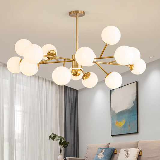 Globe Chandelier Pendant Light Contemporary Style Glass Hanging Light Fixtures for Living Room Clearhalo 'Ceiling Lights' 'Chandeliers' 'Modern Chandeliers' 'Modern' Lighting' 2569447