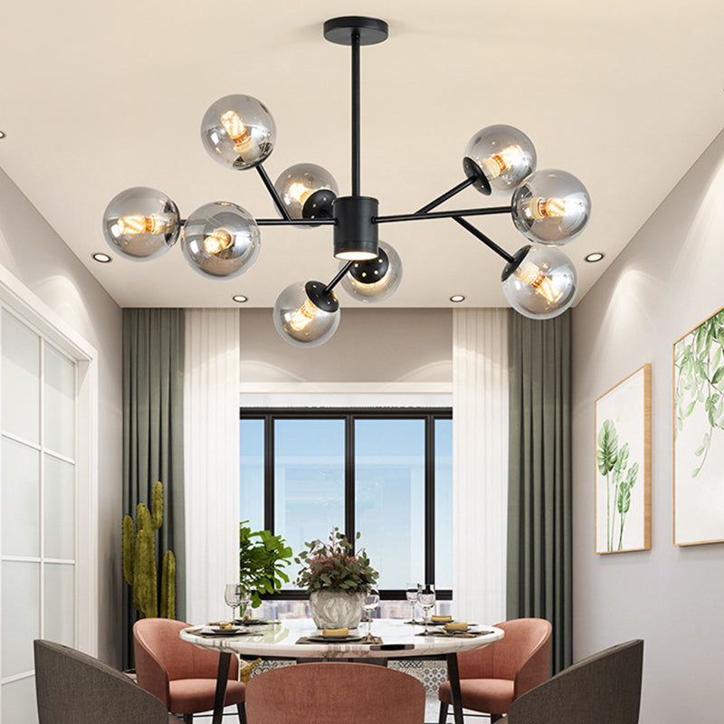 Globe Chandelier Pendant Light Contemporary Style Glass Hanging Light Fixtures for Living Room Clearhalo 'Ceiling Lights' 'Chandeliers' 'Modern Chandeliers' 'Modern' Lighting' 2569451