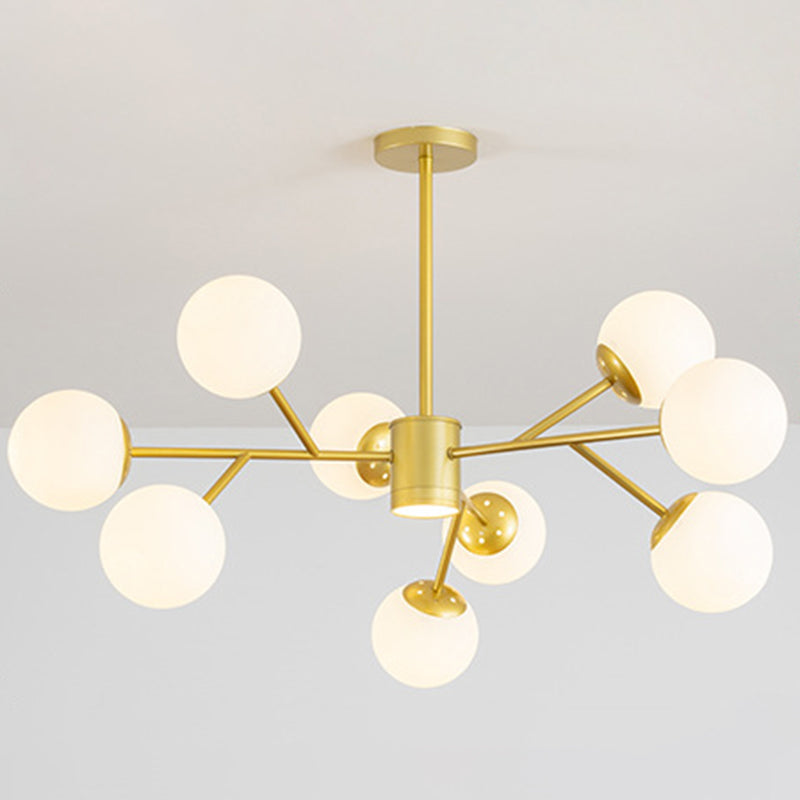 Globe Chandelier Pendant Light Contemporary Style Glass Hanging Light Fixtures for Living Room 9 Gold Clearhalo 'Ceiling Lights' 'Chandeliers' 'Modern Chandeliers' 'Modern' Lighting' 2569452