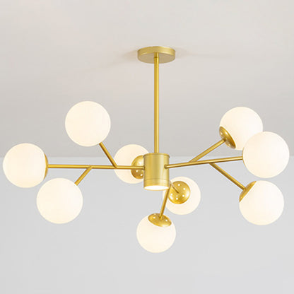 Globe Chandelier Pendant Light Contemporary Style Glass Hanging Light Fixtures for Living Room 9 Gold Clearhalo 'Ceiling Lights' 'Chandeliers' 'Modern Chandeliers' 'Modern' Lighting' 2569452