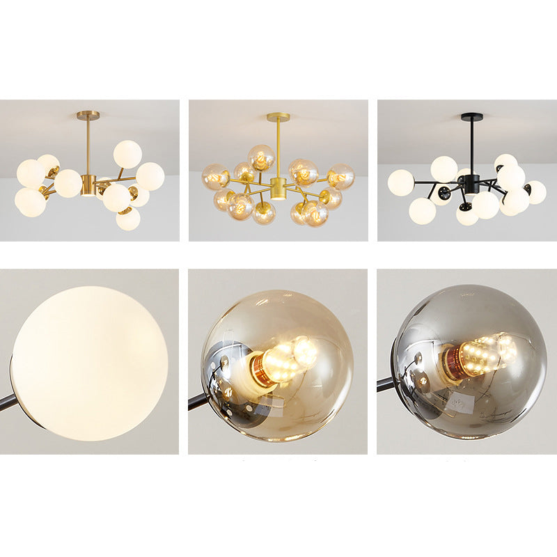 Globe Chandelier Pendant Light Contemporary Style Glass Hanging Light Fixtures for Living Room Clearhalo 'Ceiling Lights' 'Chandeliers' 'Modern Chandeliers' 'Modern' Lighting' 2569454