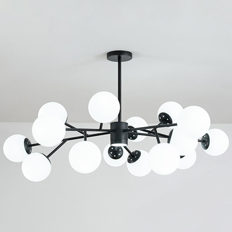 Globe Chandelier Pendant Light Contemporary Style Glass Hanging Light Fixtures for Living Room 15 Black Clearhalo 'Ceiling Lights' 'Chandeliers' 'Modern Chandeliers' 'Modern' Lighting' 2569459