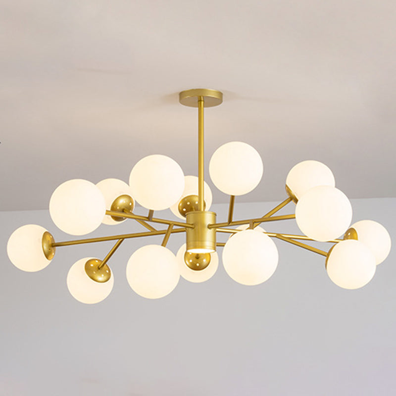 Globe Chandelier Pendant Light Contemporary Style Glass Hanging Light Fixtures for Living Room 15 Gold Clearhalo 'Ceiling Lights' 'Chandeliers' 'Modern Chandeliers' 'Modern' Lighting' 2569464