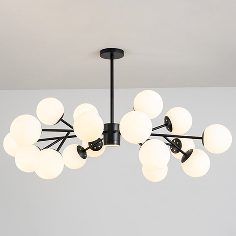 Globe Chandelier Pendant Light Contemporary Style Glass Hanging Light Fixtures for Living Room 18 Black Clearhalo 'Ceiling Lights' 'Chandeliers' 'Modern Chandeliers' 'Modern' Lighting' 2569466