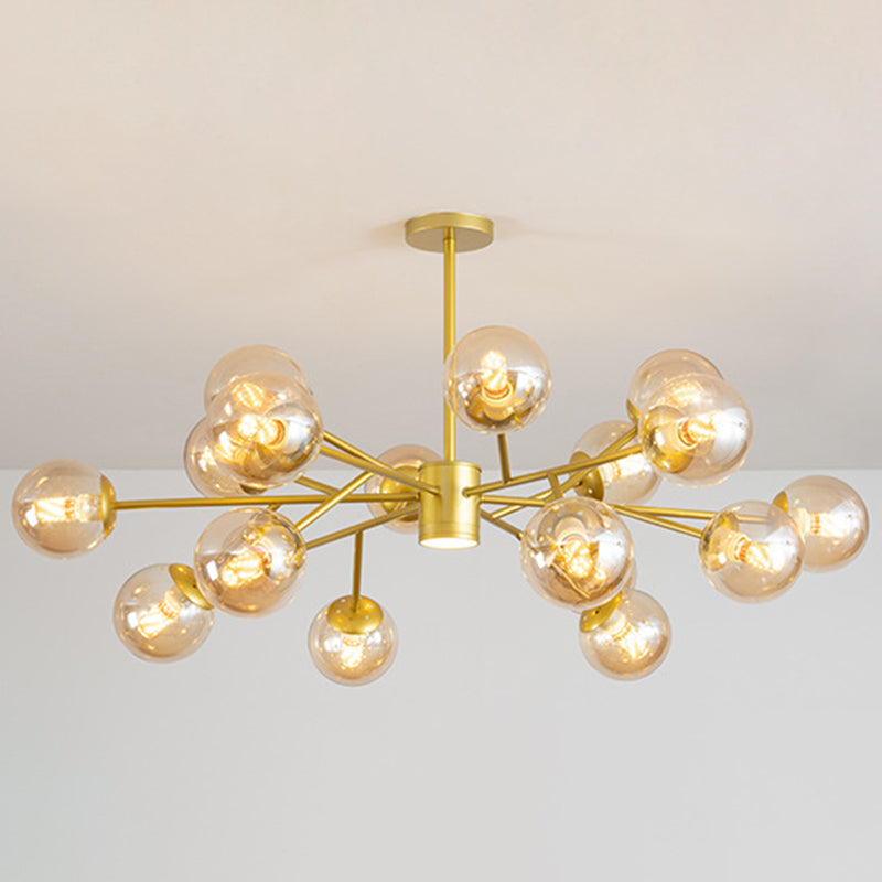 Globe Chandelier Pendant Light Contemporary Style Glass Hanging Light Fixtures for Living Room 18 Gold Clearhalo 'Ceiling Lights' 'Chandeliers' 'Modern Chandeliers' 'Modern' Lighting' 2569469