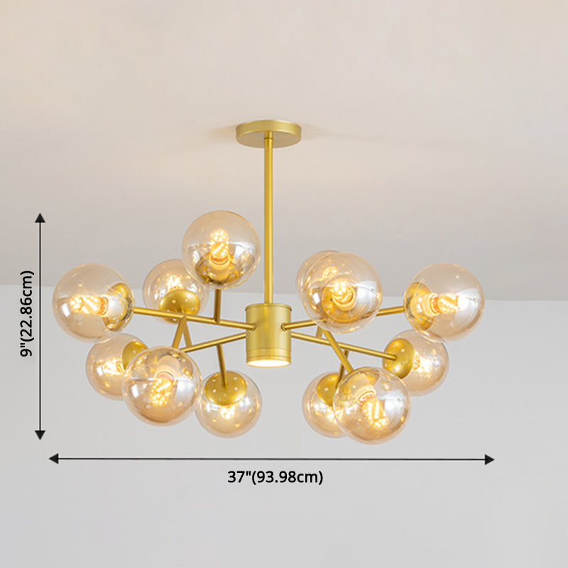 Globe Chandelier Pendant Light Contemporary Style Glass Hanging Light Fixtures for Living Room Clearhalo 'Ceiling Lights' 'Chandeliers' 'Modern Chandeliers' 'Modern' Lighting' 2569473