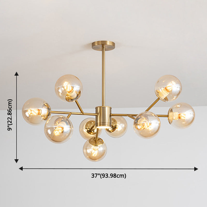 Globe Chandelier Pendant Light Contemporary Style Glass Hanging Light Fixtures for Living Room Clearhalo 'Ceiling Lights' 'Chandeliers' 'Modern Chandeliers' 'Modern' Lighting' 2569474