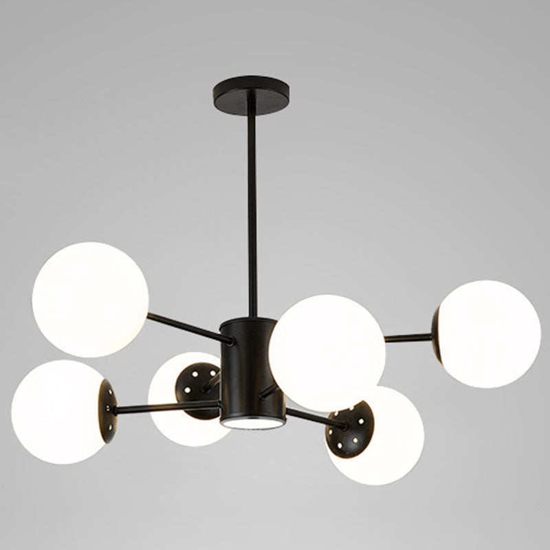 Spherical Chandelier Light Ultra-Contemporary Glass Ceiling Pendant for Living Room 6 Black with Spot Light Clearhalo 'Ceiling Lights' 'Chandeliers' 'Modern Chandeliers' 'Modern' Lighting' 2569486