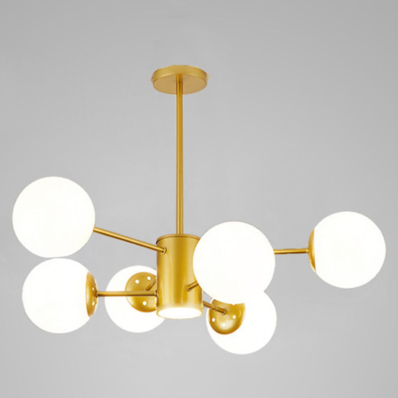 Spherical Chandelier Light Ultra-Contemporary Glass Ceiling Pendant for Living Room 6 Gold with Spot Light Clearhalo 'Ceiling Lights' 'Chandeliers' 'Modern Chandeliers' 'Modern' Lighting' 2569487