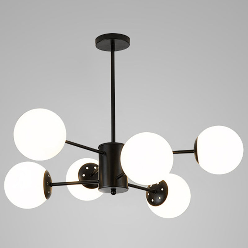 Spherical Chandelier Light Ultra-Contemporary Glass Ceiling Pendant for Living Room 6 Black without Spot Light Clearhalo 'Ceiling Lights' 'Chandeliers' 'Modern Chandeliers' 'Modern' Lighting' 2569489