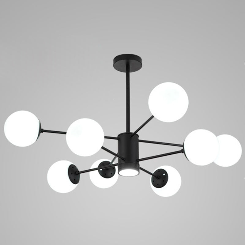 Spherical Chandelier Light Ultra-Contemporary Glass Ceiling Pendant for Living Room 8 Black with Spot Light Clearhalo 'Ceiling Lights' 'Chandeliers' 'Modern Chandeliers' 'Modern' Lighting' 2569494