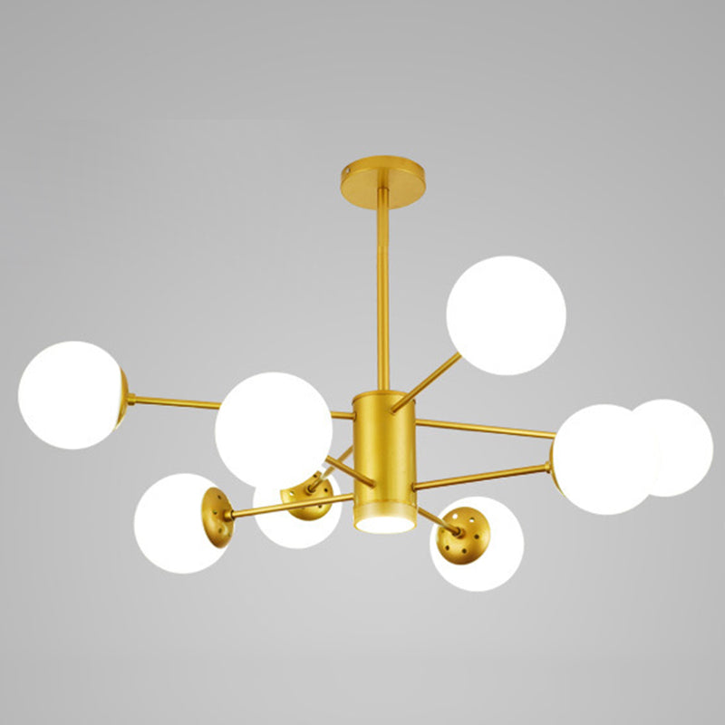 Spherical Chandelier Light Ultra-Contemporary Glass Ceiling Pendant for Living Room 8 Gold with Spot Light Clearhalo 'Ceiling Lights' 'Chandeliers' 'Modern Chandeliers' 'Modern' Lighting' 2569496