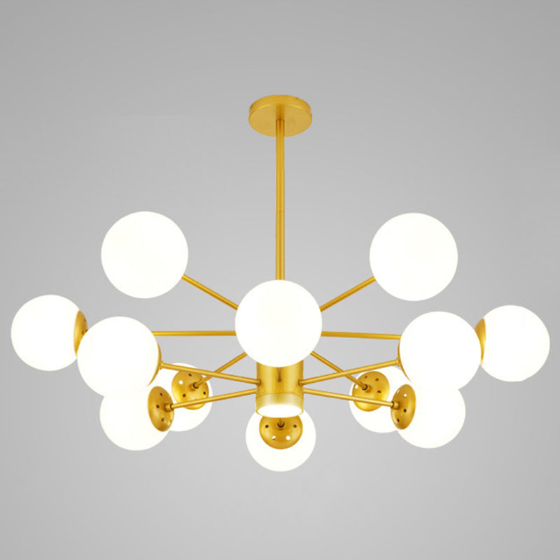 Spherical Chandelier Light Ultra-Contemporary Glass Ceiling Pendant for Living Room 12 Gold with Spot Light Clearhalo 'Ceiling Lights' 'Chandeliers' 'Modern Chandeliers' 'Modern' Lighting' 2569504