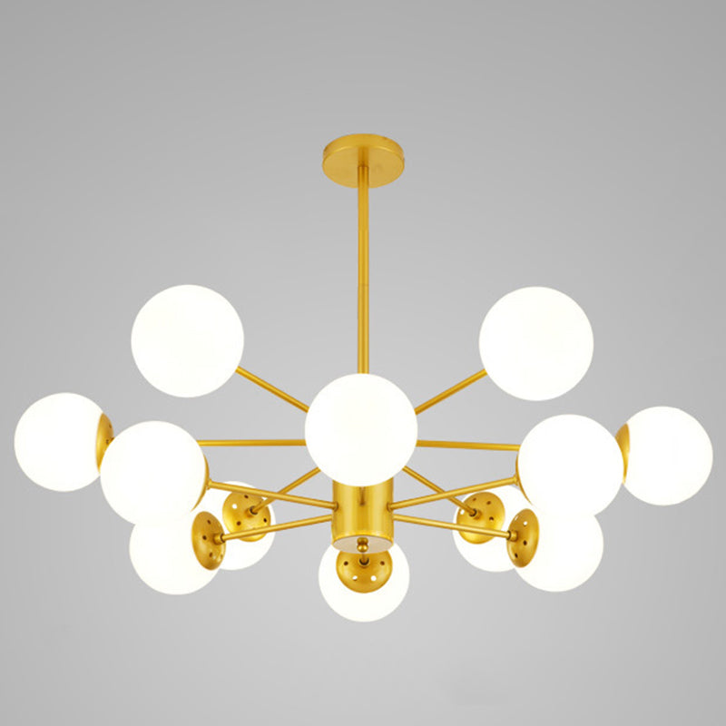 Spherical Chandelier Light Ultra-Contemporary Glass Ceiling Pendant for Living Room 12 Gold without Spot Light Clearhalo 'Ceiling Lights' 'Chandeliers' 'Modern Chandeliers' 'Modern' Lighting' 2569508
