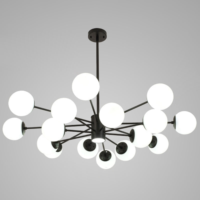 Spherical Chandelier Light Ultra-Contemporary Glass Ceiling Pendant for Living Room 16 Black with Spot Light Clearhalo 'Ceiling Lights' 'Chandeliers' 'Modern Chandeliers' 'Modern' Lighting' 2569509