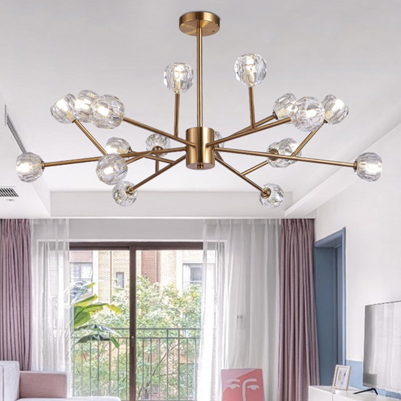 Spherical Chandelier Lighting Ultra-Contemporary Crystal Glass Hanging Ceiling Lights for Living Room Clearhalo 'Ceiling Lights' 'Chandeliers' 'Modern Chandeliers' 'Modern' Lighting' 2569534