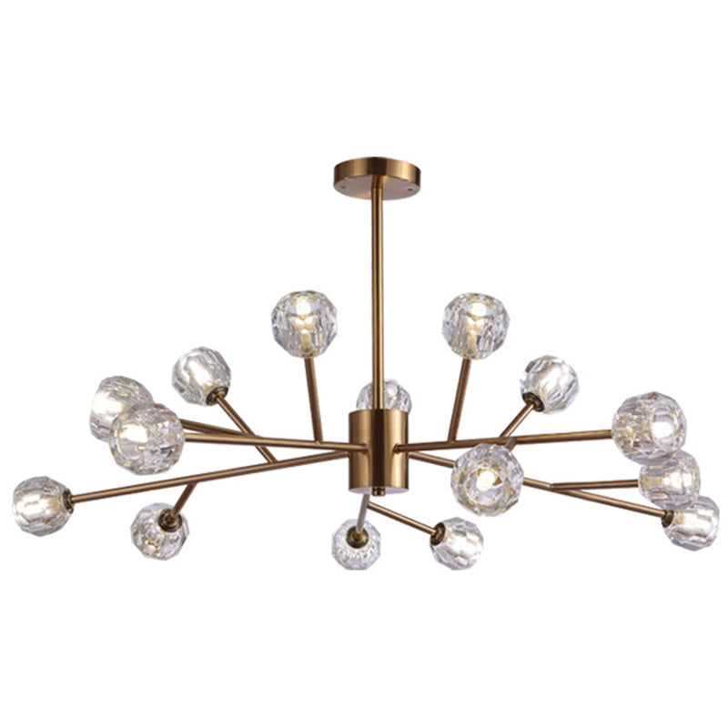 Spherical Chandelier Lighting Ultra-Contemporary Crystal Glass Hanging Ceiling Lights for Living Room 15 Gold Clearhalo 'Ceiling Lights' 'Chandeliers' 'Modern Chandeliers' 'Modern' Lighting' 2569537