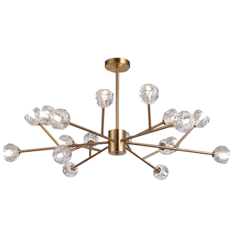 Spherical Chandelier Lighting Ultra-Contemporary Crystal Glass Hanging Ceiling Lights for Living Room 18 Gold Clearhalo 'Ceiling Lights' 'Chandeliers' 'Modern Chandeliers' 'Modern' Lighting' 2569538