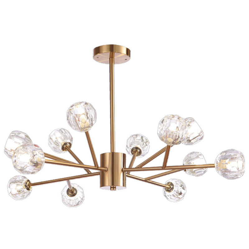 Spherical Chandelier Lighting Ultra-Contemporary Crystal Glass Hanging Ceiling Lights for Living Room 12 Gold Clearhalo 'Ceiling Lights' 'Chandeliers' 'Modern Chandeliers' 'Modern' Lighting' 2569540