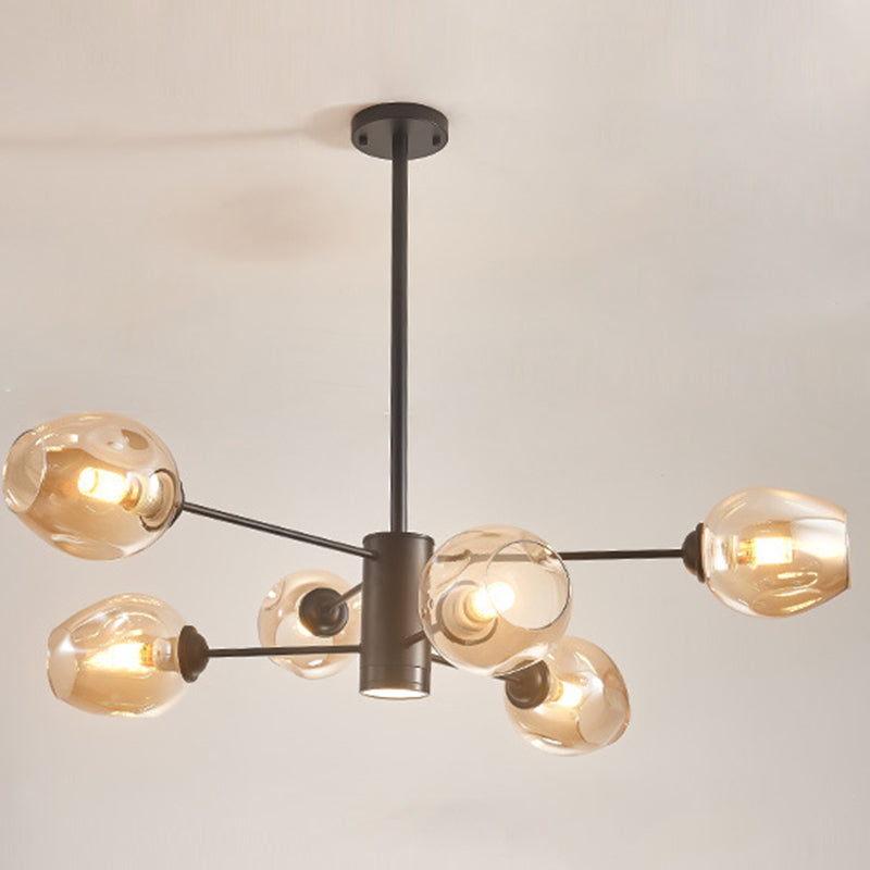 Globe Chandelier Pendant Light Contemporary Style Glass Hanging Light Fixtures for Living Room 6.0 Black Clearhalo 'Ceiling Lights' 'Chandeliers' 'Modern Chandeliers' 'Modern' Lighting' 2569542