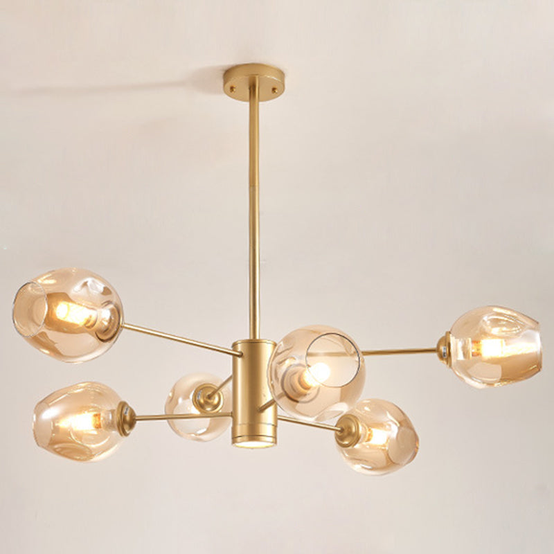 Globe Chandelier Pendant Light Contemporary Style Glass Hanging Light Fixtures for Living Room 6.0 Gold Clearhalo 'Ceiling Lights' 'Chandeliers' 'Modern Chandeliers' 'Modern' Lighting' 2569543
