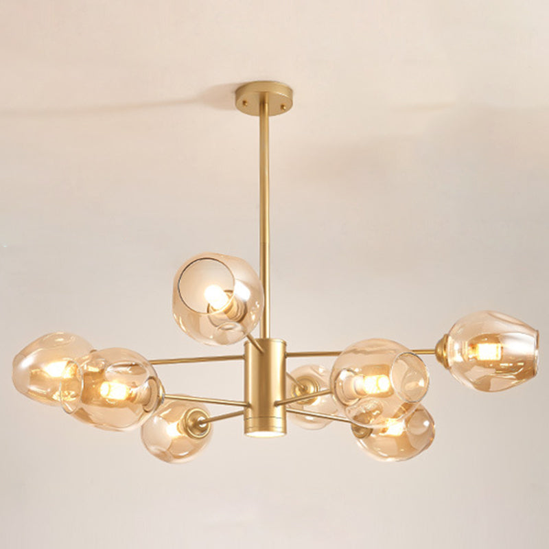 Globe Chandelier Pendant Light Contemporary Style Glass Hanging Light Fixtures for Living Room 8.0 Gold Clearhalo 'Ceiling Lights' 'Chandeliers' 'Modern Chandeliers' 'Modern' Lighting' 2569548