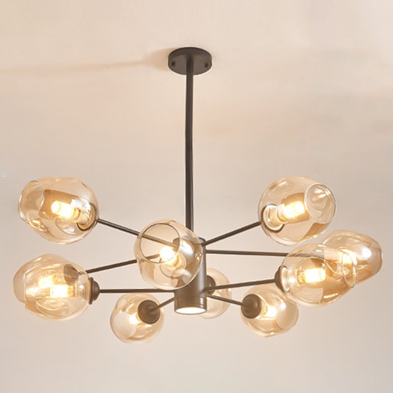Globe Chandelier Pendant Light Contemporary Style Glass Hanging Light Fixtures for Living Room 10.0 Black Clearhalo 'Ceiling Lights' 'Chandeliers' 'Modern Chandeliers' 'Modern' Lighting' 2569550