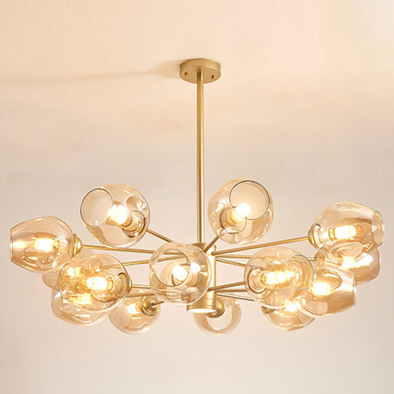 Globe Chandelier Pendant Light Contemporary Style Glass Hanging Light Fixtures for Living Room 16.0 Gold Clearhalo 'Ceiling Lights' 'Chandeliers' 'Modern Chandeliers' 'Modern' Lighting' 2569555