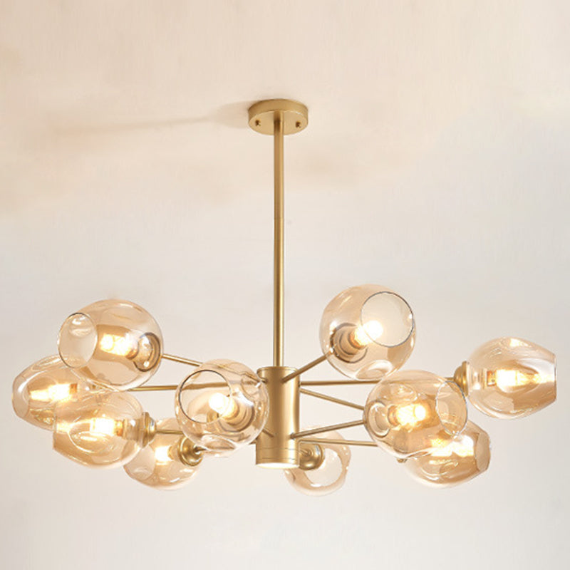 Globe Chandelier Pendant Light Contemporary Style Glass Hanging Light Fixtures for Living Room 12.0 Gold Clearhalo 'Ceiling Lights' 'Chandeliers' 'Modern Chandeliers' 'Modern' Lighting' 2569559
