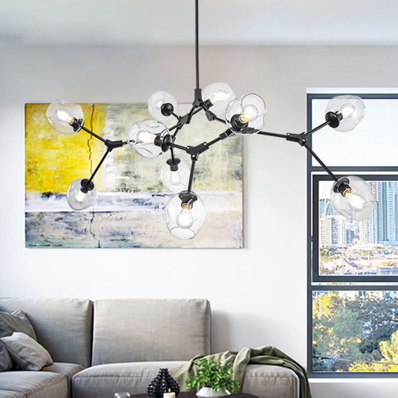 Branching Chandelier Lighting Fixtures Modern Glass Suspension Light for Living Room Clearhalo 'Ceiling Lights' 'Chandeliers' 'Modern Chandeliers' 'Modern' Lighting' 2569571