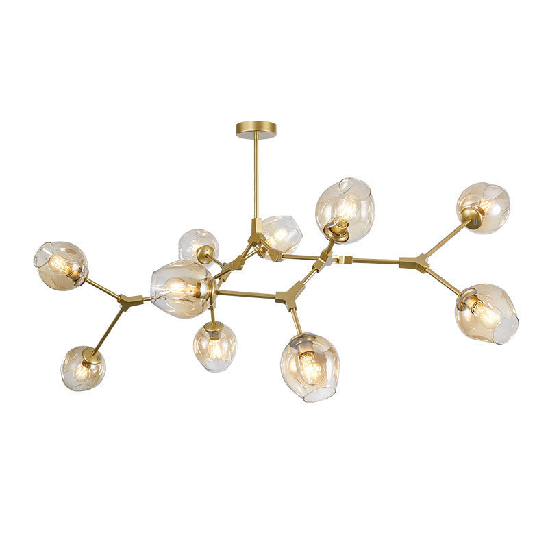 Branching Chandelier Lighting Fixtures Modern Glass Suspension Light for Living Room Clearhalo 'Ceiling Lights' 'Chandeliers' 'Modern Chandeliers' 'Modern' Lighting' 2569575