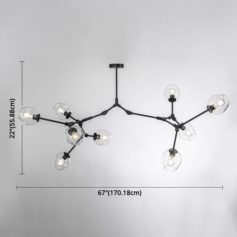 Branching Chandelier Lighting Fixtures Modern Glass Suspension Light for Living Room Clearhalo 'Ceiling Lights' 'Chandeliers' 'Modern Chandeliers' 'Modern' Lighting' 2569582