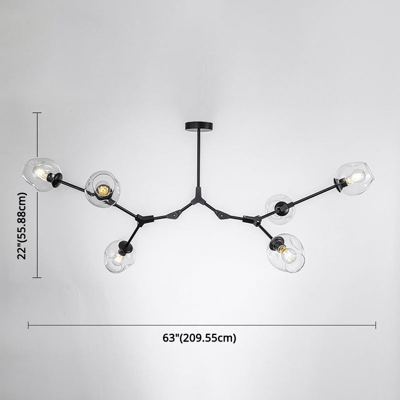 Branching Chandelier Lighting Fixtures Modern Glass Suspension Light for Living Room Clearhalo 'Ceiling Lights' 'Chandeliers' 'Modern Chandeliers' 'Modern' Lighting' 2569584